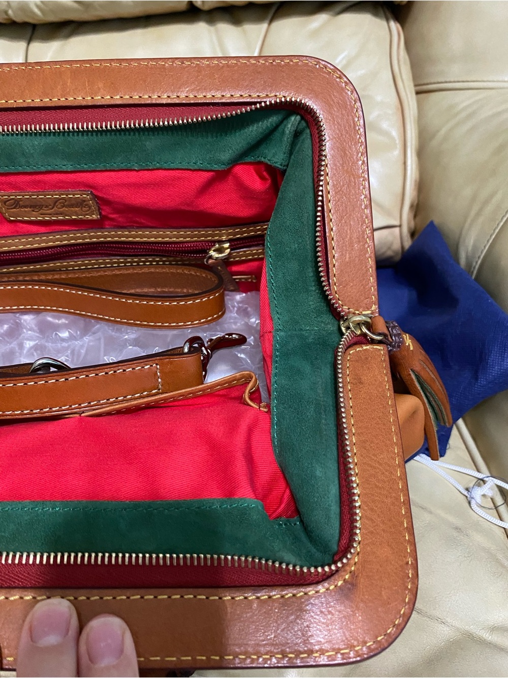 Dooney & Bourke LARGE Framed Doctor Bag Florentine Mitchell Leather Whipstitch - Picture 16 of 16